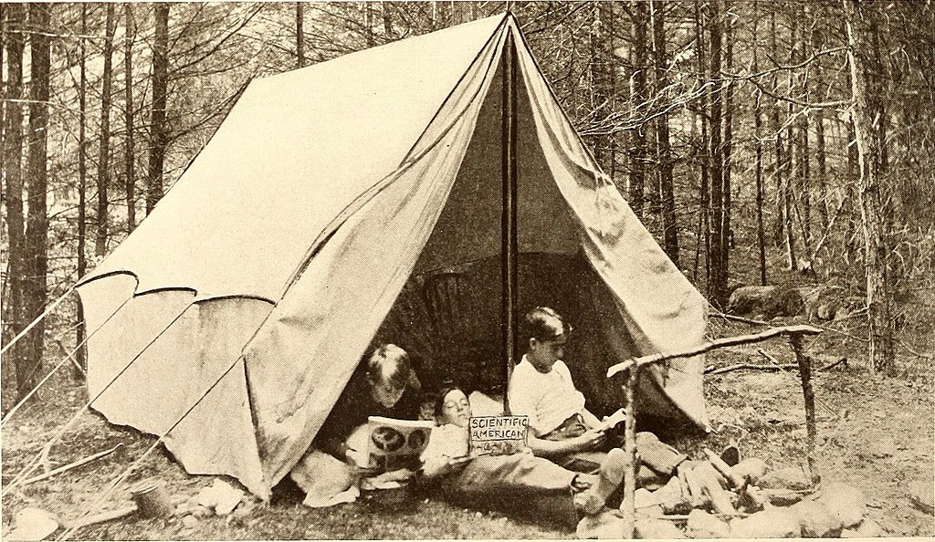 Canvas tent with stove